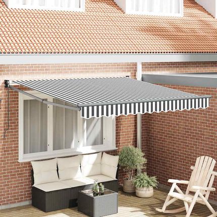 Markis infällbar antracit och vit 3x2,5 m tyg&aluminium