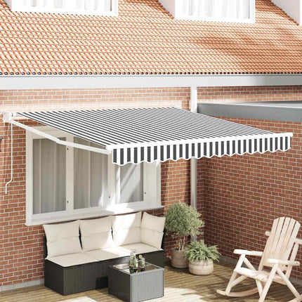 Markis infällbar antracit och vit 3x2,5 m tyg&aluminium