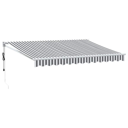 Markis infällbar antracit och vit 3,5x2,5 m tyg&aluminium