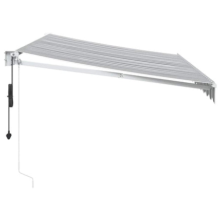 Markis infällbar antracit och vit 3,5x2,5 m tyg&aluminium