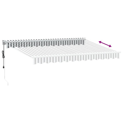 Markis infällbar antracit och vit 3,5x2,5 m tyg&aluminium