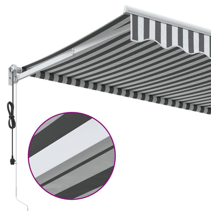 Markis infällbar antracit och vit 3,5x2,5 m tyg&aluminium