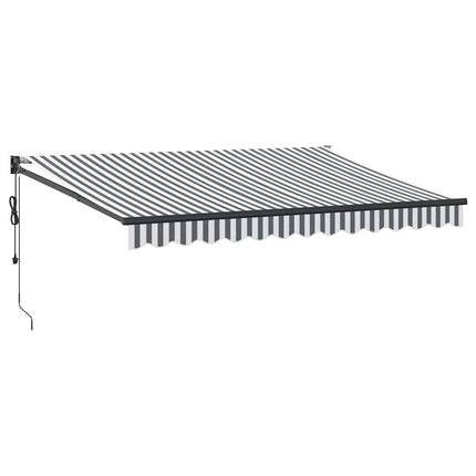 Markis infällbar antracit och vit 3,5x2,5 m tyg&aluminium