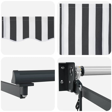 Markis infällbar antracit och vit 5x3 m tyg&aluminium