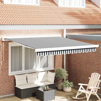 Markis infällbar antracit och vit 3x2,5 m tyg&aluminium