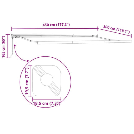 Markis infällbar antracit och vit 4,5x3 m tyg&aluminium