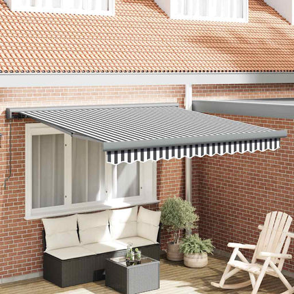 Markis infällbar antracit och vit 3x2,5 m tyg&aluminium