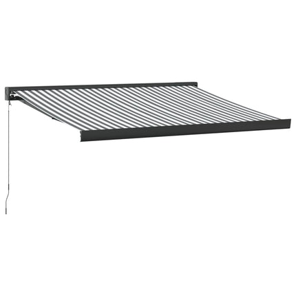 Markis infällbar antracit och vit 3,5x2,5 m tyg&aluminium