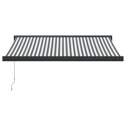 Markis infällbar antracit och vit 3,5x2,5 m tyg&aluminium