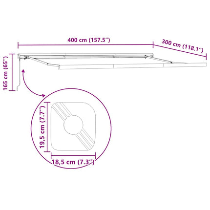 Markis infällbar antracit och vit 4x3 m tyg&aluminium