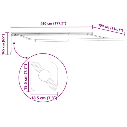 Markis infällbar antracit och vit 4,5x3 m tyg&aluminium