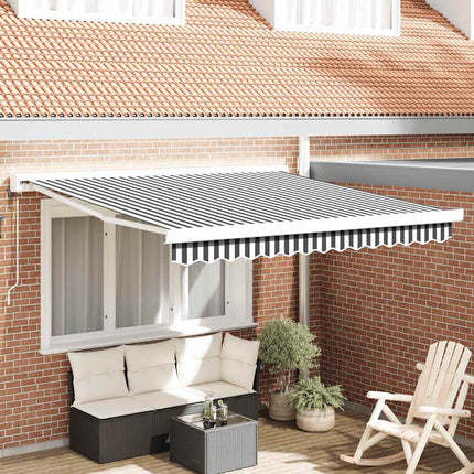 Markis infällbar antracit och vit 3x2,5 m tyg&aluminium
