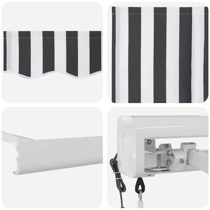 Markis infällbar antracit och vit 5x3 m tyg&aluminium