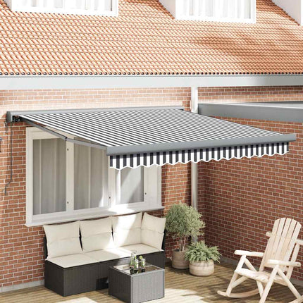Markis infällbar antracit och vit 3x2,5 m tyg&aluminium