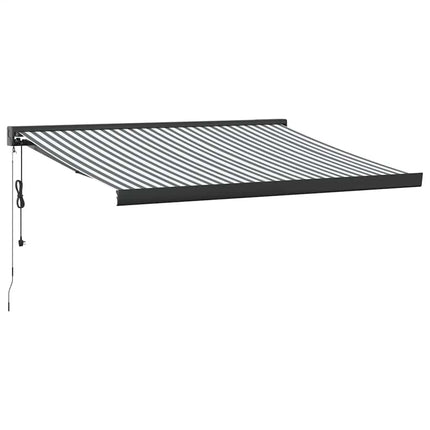 Markis infällbar antracit och vit 3,5x2,5 m tyg&aluminium