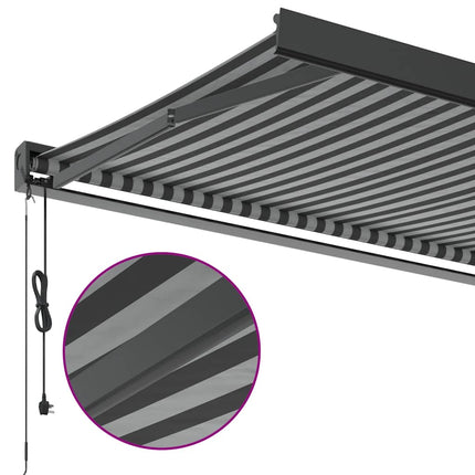 Markis infällbar antracit och vit 3,5x2,5 m tyg&aluminium