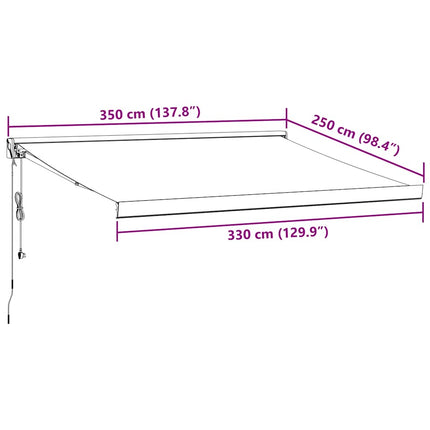 Markis infällbar antracit och vit 3,5x2,5 m tyg&aluminium