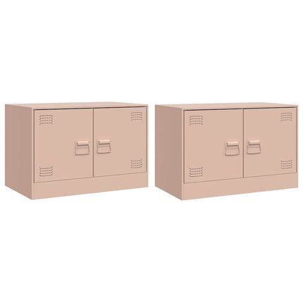 TV-skåp 2 st rosa 67x39x44 cm stål