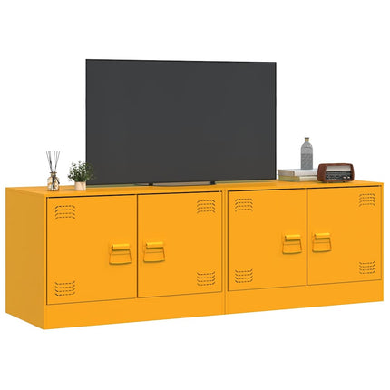 TV-skåp 2 st senapsgul 67x39x44 cm stål
