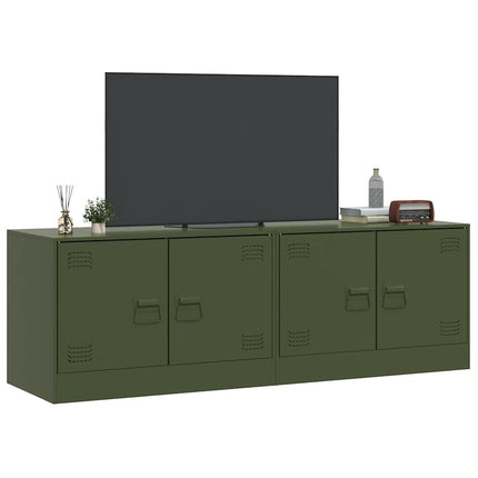 TV-skåp 2 st olivgrön 67x39x44 cm stål