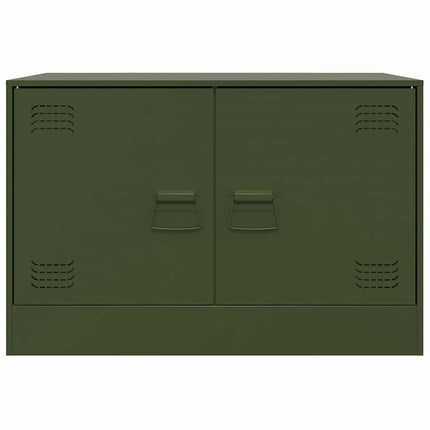TV-skåp 2 st olivgrön 67x39x44 cm stål