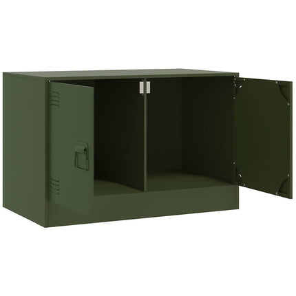 TV-skåp 2 st olivgrön 67x39x44 cm stål