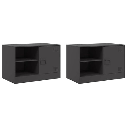 TV-skåp 2 st svart 67x39x44 cm stål