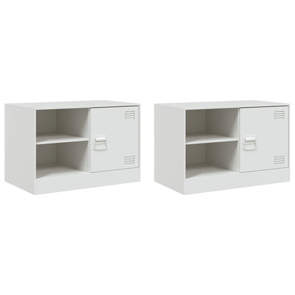 TV-skåp 2 st vit 67x39x44 cm stål
