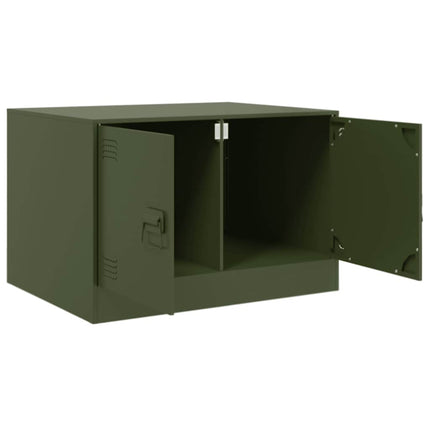 Soffbord olivgrön 67x50x44 cm stål