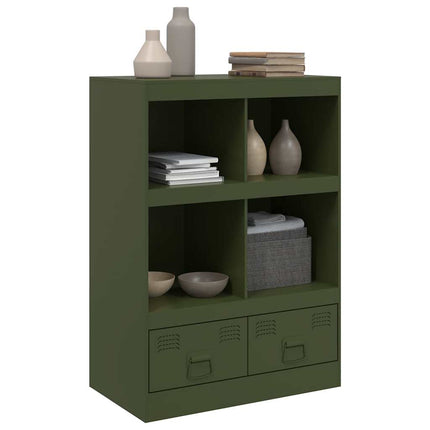 Högskåp olivgrön 67x39x95 cm stål
