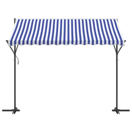Fristående markis blå och vit 300x300 cm tyg och stål
