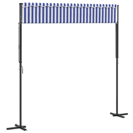 Fristående markis blå och vit 300x300 cm tyg och stål