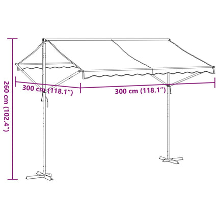 Fristående markis blå och vit 300x300 cm tyg och stål