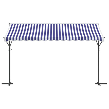 Fristående markis blå och vit 400x300 cm tyg och stål