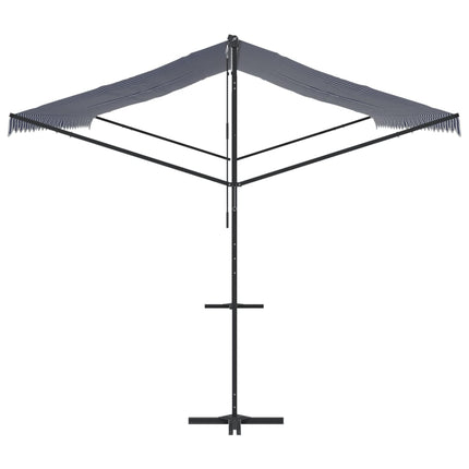 Fristående markis blå och vit 600x300 cm tyg och stål