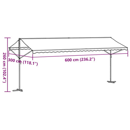 Fristående markis blå och vit 600x300 cm tyg och stål