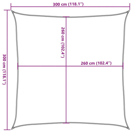 Solsegel ljusgrå 3x3 m 100% polyesteroxford