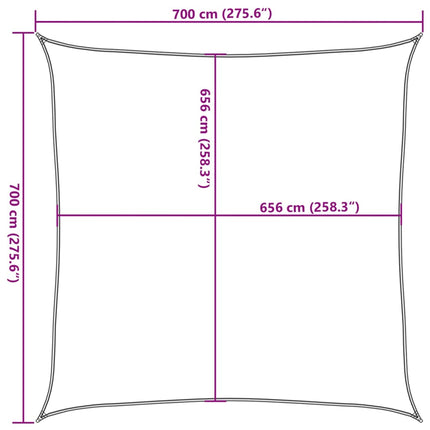Solsegel ljusgrå 7x7 m 100% polyesteroxford