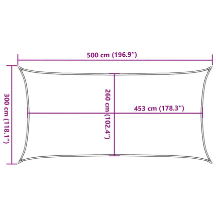 Solsegel ljusgrå 5x3 m 100% polyesteroxford
