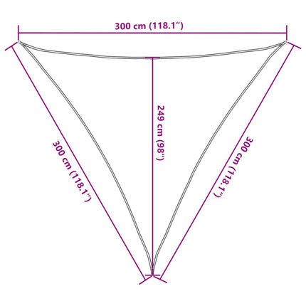 Solsegel ljusgrå 3x3x3 m 100% polyesteroxford