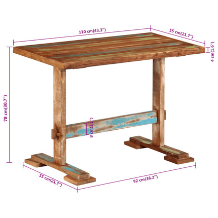 Matbord 110x55x78 cm massivt återvunnet trä