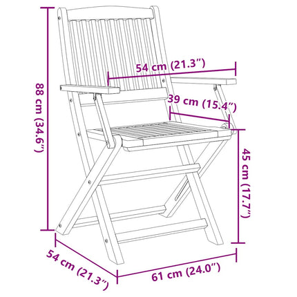 Hopfällbara trädgårdsstolar 4 st 54x61x88 cm massiv akacia