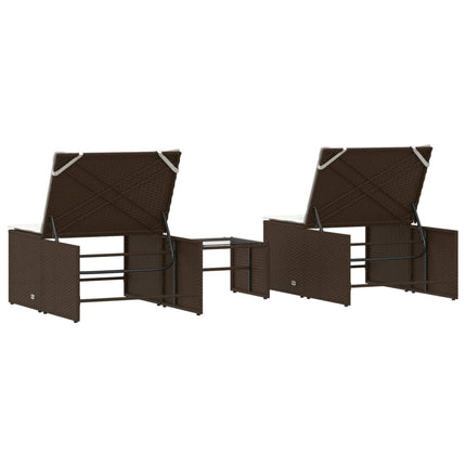 Solstolar 2 st med bord brun konstrotting