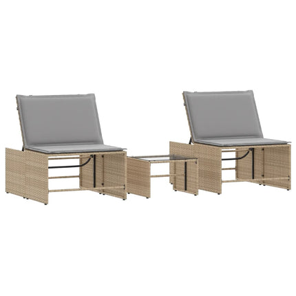 Solstolar 2 st med bord beige konstrotting