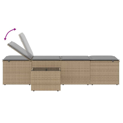 Solstolar 2 st med bord beige konstrotting