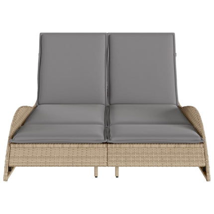 Solsäng med dyna beige 114x205x73 cm konstrotting