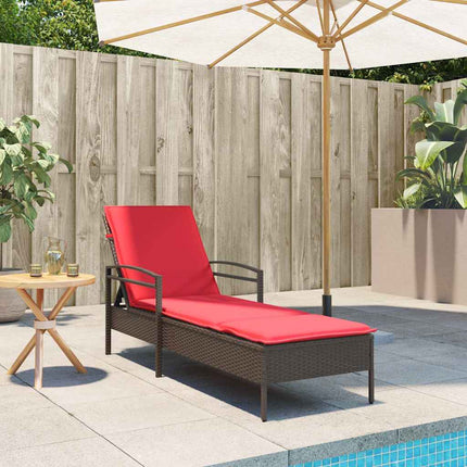 | Solstol | Reclining med kudde Brun 63 x 200 x 81 cm konstrotting
