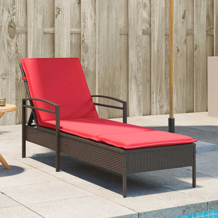 | Solstol | Reclining med kudde Brun 63 x 200 x 81 cm konstrotting