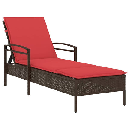 | Solstol | Reclining med kudde Brun 63 x 200 x 81 cm konstrotting