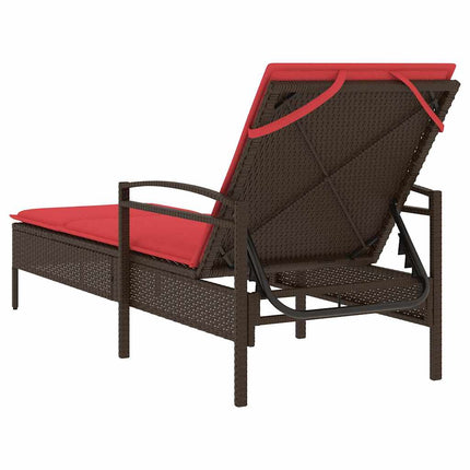| Solstol | Reclining med kudde Brun 63 x 200 x 81 cm konstrotting